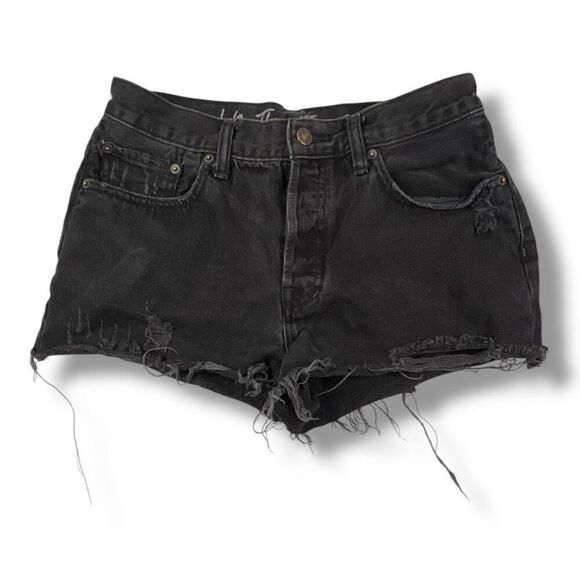 We The Free Sofia Distressed Black Cutoff Jean Denim Shorts Size 30 - Picture 1 of 6